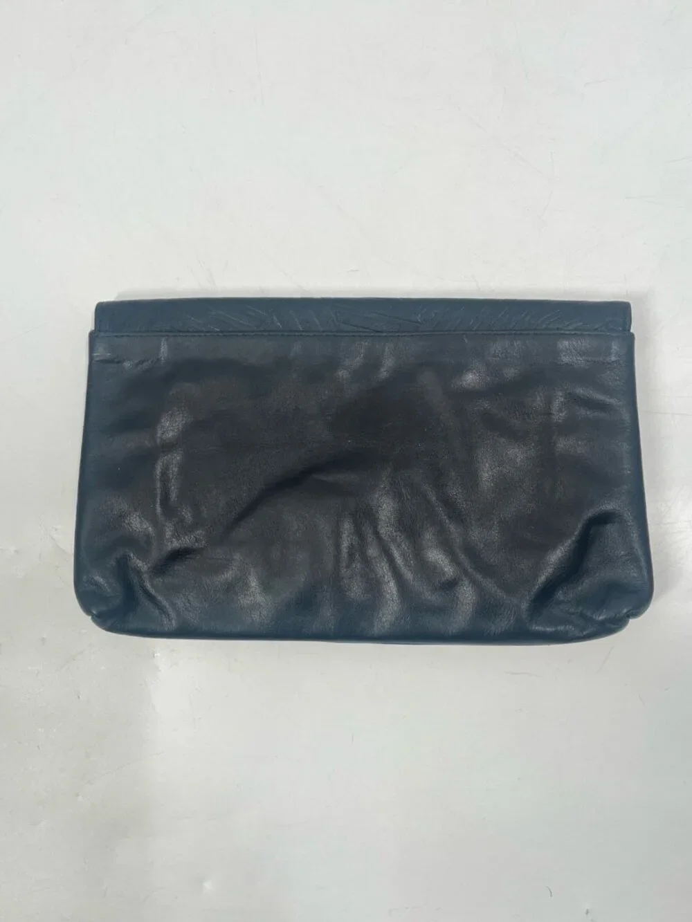 Vtg Bag Ali Black Gemetric Leather Clutch Black Textured Envolope Evening Bag
